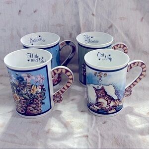 Danbury Mint Comical Cat Mug Set